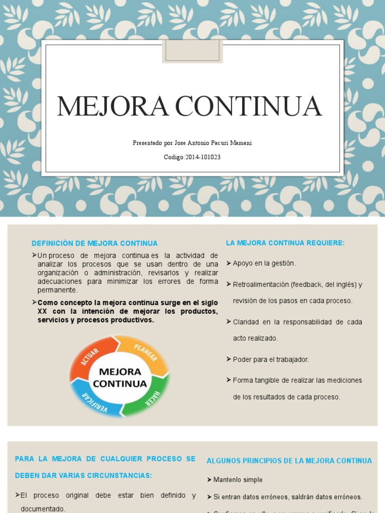 Mejora Continua | PDF | Calidad (comercial) | Business