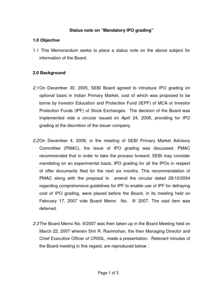 Ipo Grading | PDF | Initial Public Offering | Memorandum