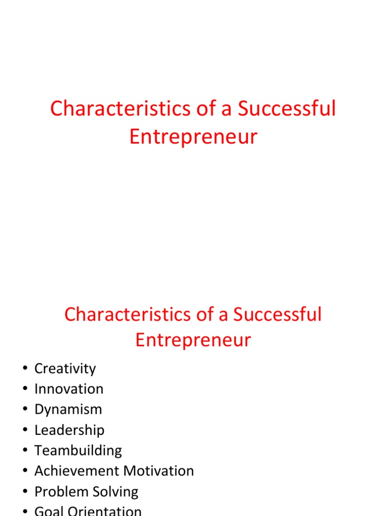 Characteristics of Entrepreneur | PDF | Goal | Entrepreneurship