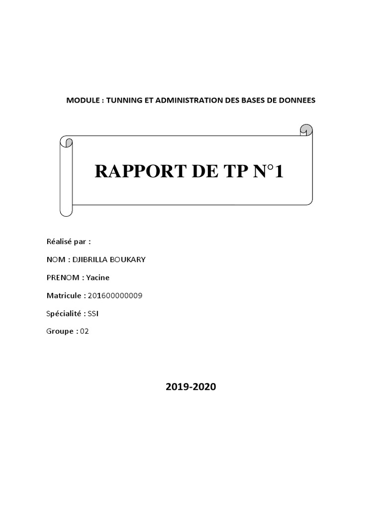 Rapport de TP : Administration DB | PDF | Bases de données | Informatique