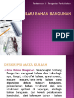 Pengantar Perkuliahan Ilmu Bahan Bangunan