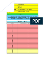 13 January - Weekly ET - Grade 12 - JEE PCM - Full Length Mock - Test Paper 6 - Answer Sheet Template