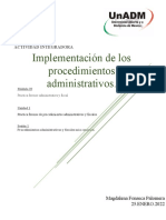 Implementación de Los Procedimientos Administrativos.: Actividad Integradora