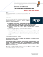M06 - Especificaciones Técnicas - INSTALACIÓN SANITARIA - CASA DE ALBA