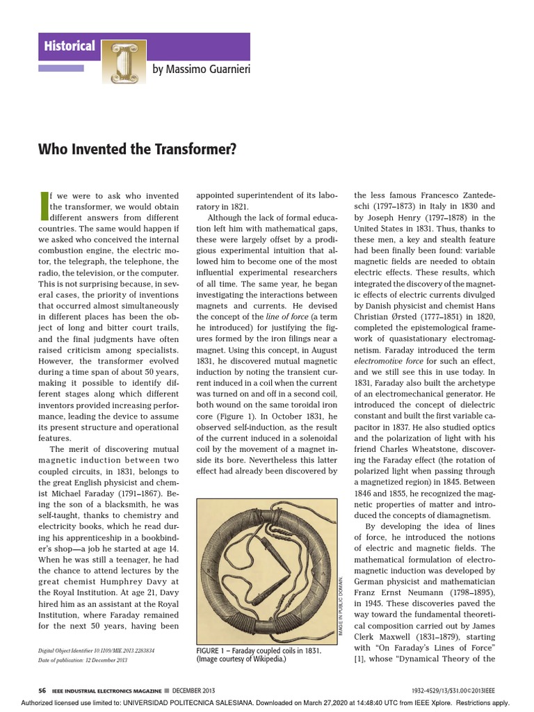 Who Invented The Transformer | PDF | Transformer | Alternating Current