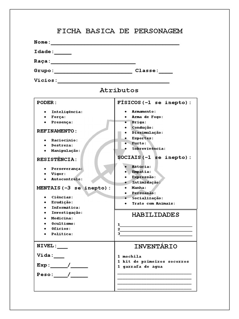 Fundação SCP RPG - Fichas SCP | PDF