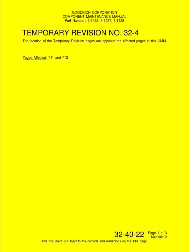Temporary Revision No. 32-4: This Document Is Subject To The Controls ...