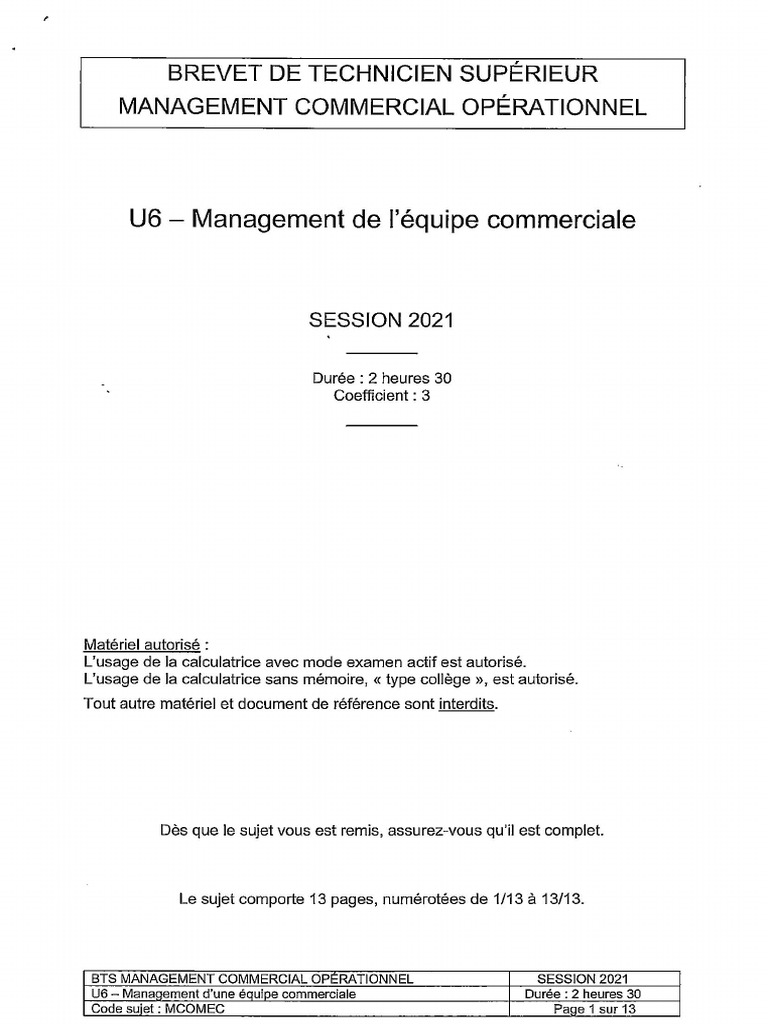 Sujet Bts Mco Pdf