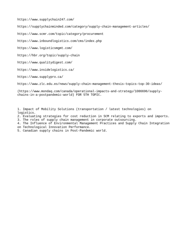 SCM Research Assignment | PDF