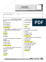 Religión Examen bimestral sobre Dios, profetas y Jesús