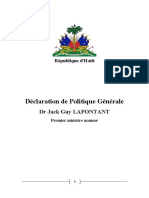 Declaration de Politique Generale Lafontant