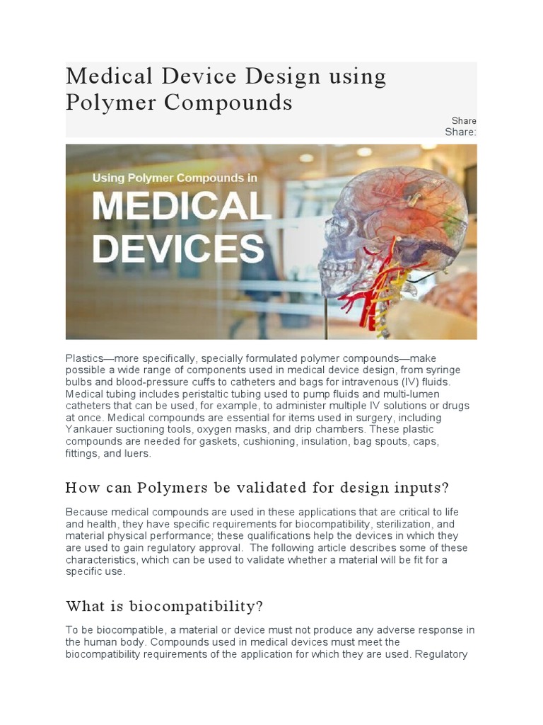 Medical Device Design Using Polymer Compounds PDF Sterilization