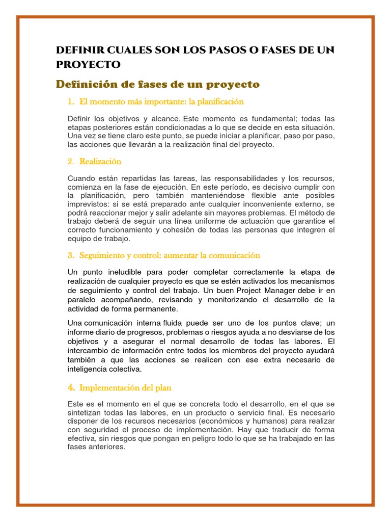 Pasos Clave para Ejecutar un Proyecto | PDF | Planificación | Cognición