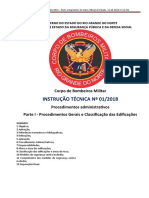 Instrução Técnica 01_2018 Parte I - Procedimentos administrativos (Procedimentos Gerais e Classificação das Edificações)