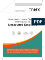 Lineamientos para La Operacion Del Programa Desayunos Escolares