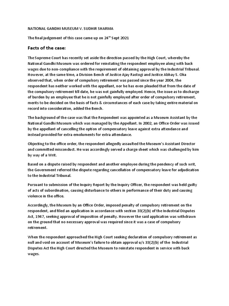 Facts of The Case PDF Employment Tribunal