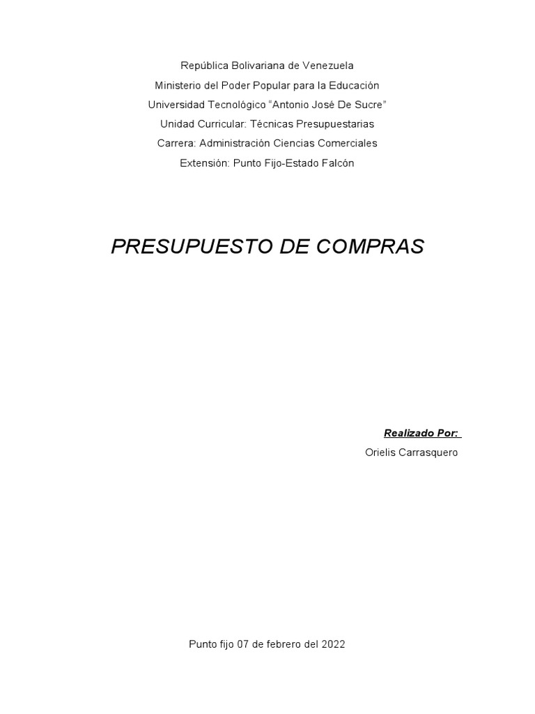 Presupuesto de Compras | PDF | Presupuesto | Economias