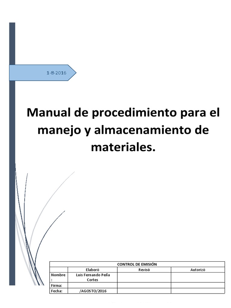 Manual de Manejo y Almacenamiento de Materiales | PDF | Almacén ...