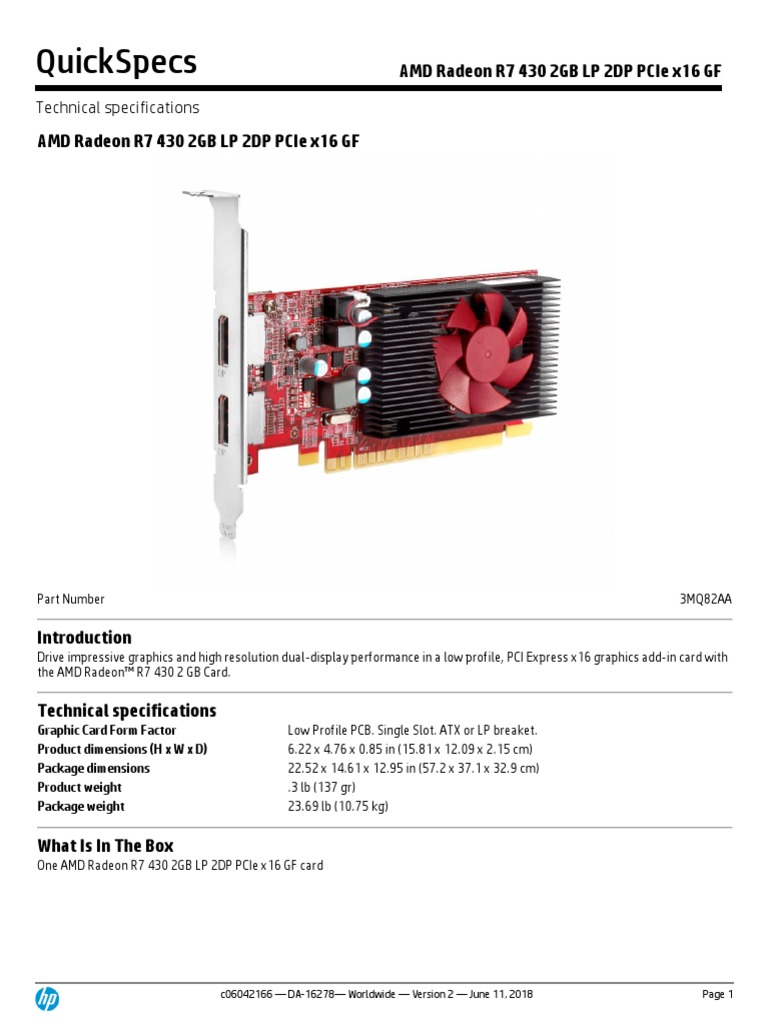 AMD Radeon R7 430 2GB LP 2DP PCIe x16 GF | PDF | Games & Activities ...