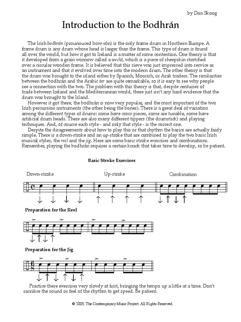 Intro To Bodhran PDF Performing Arts Rhythm And Meter