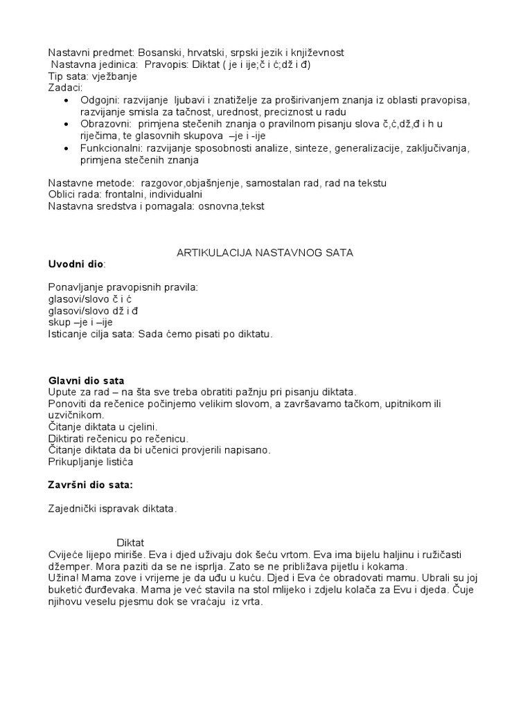 J Diktat - Je I - Ije, CC I CJ DZ I DJ | PDF