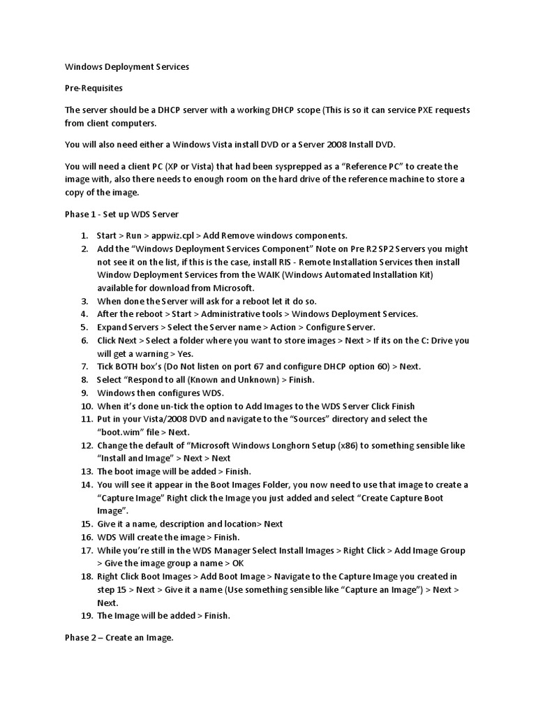Windows Deployment Services Setup Guide | PDF | Microsoft Windows ...