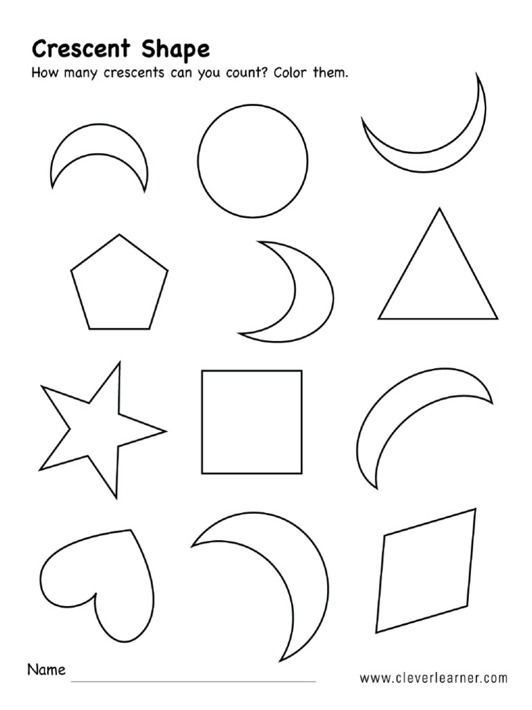 Crescent Shape Activity Worksheet 2 PDF