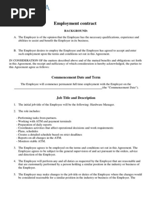 Employment contract Full-Time