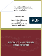 Subject - Product and Brand Management Mba 4 Semester - (Marketing Specialization) Subject Code - 18MBA402A