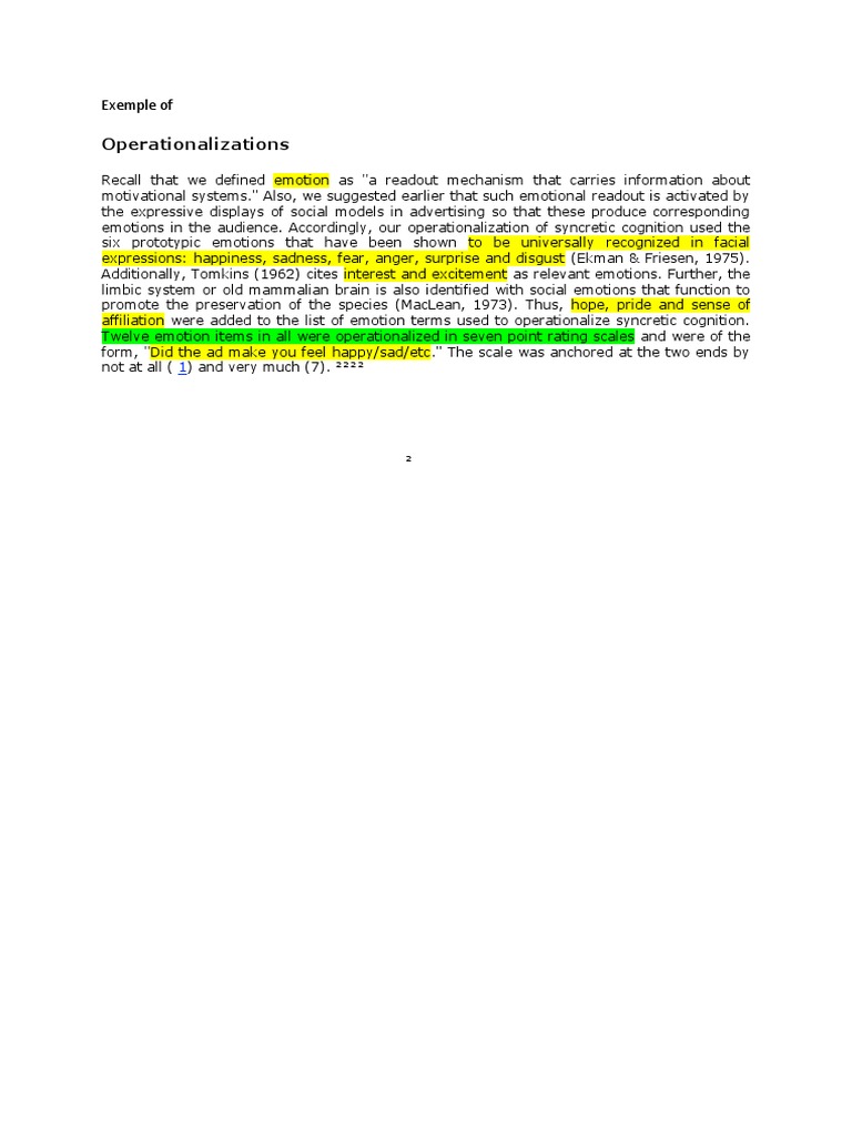 Operationalizations: Exemple of | PDF