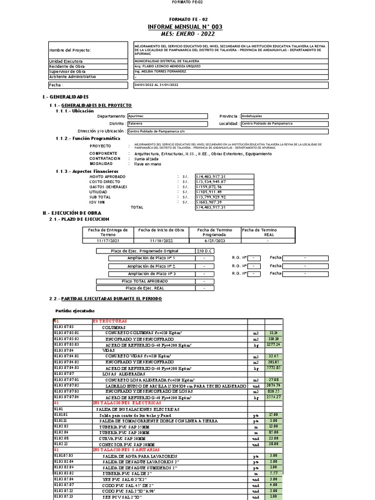 Formato Fe - 02 Enero | PDF | Presupuesto | Comercio