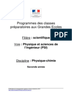 Programme Psi - Physique Chimie