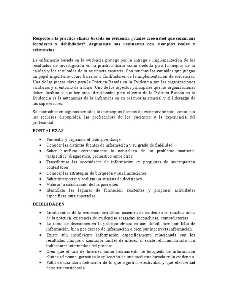 FORO Respecto A La Práctica Clínica Basada en Evidencia | PDF ...