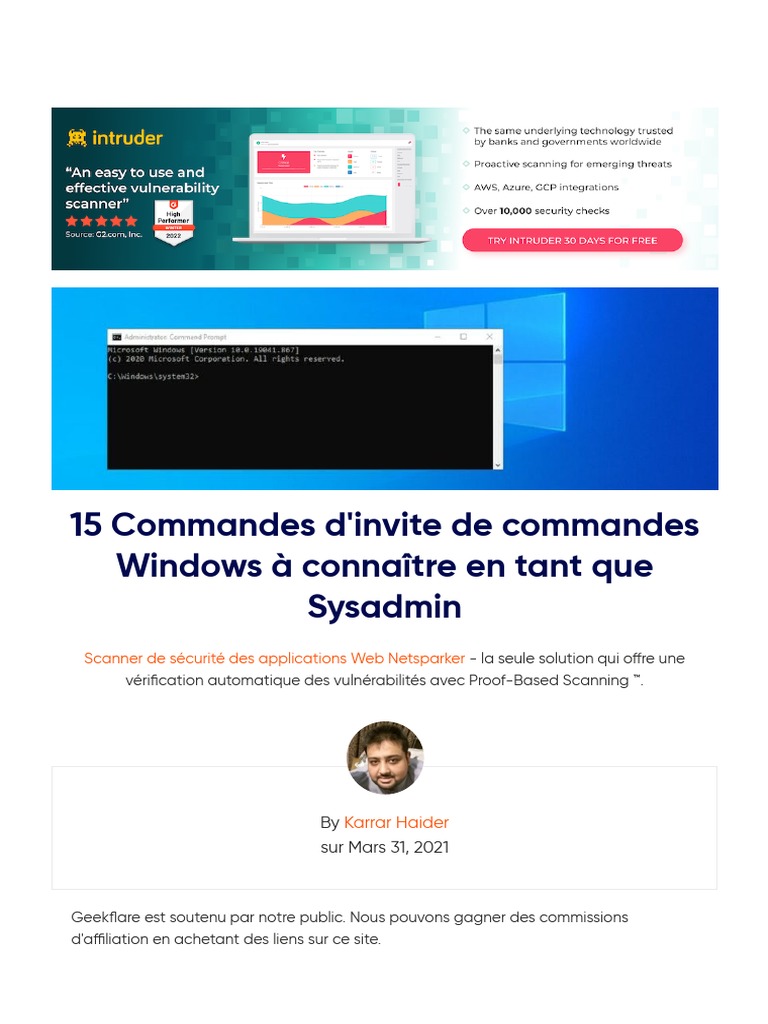 15 Commandes CMD Essentielles pour Sysadmin | PDF | Microsoft Windows ...