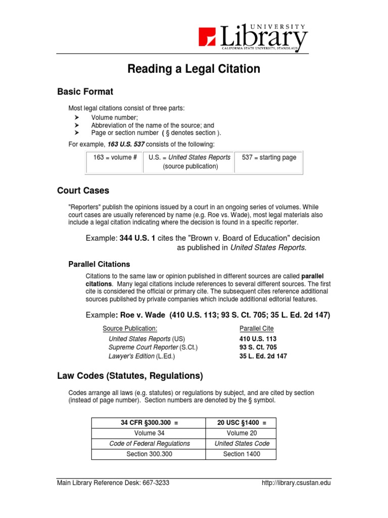 Understanding Legal Citations Guide | PDF | Case Citation | United ...