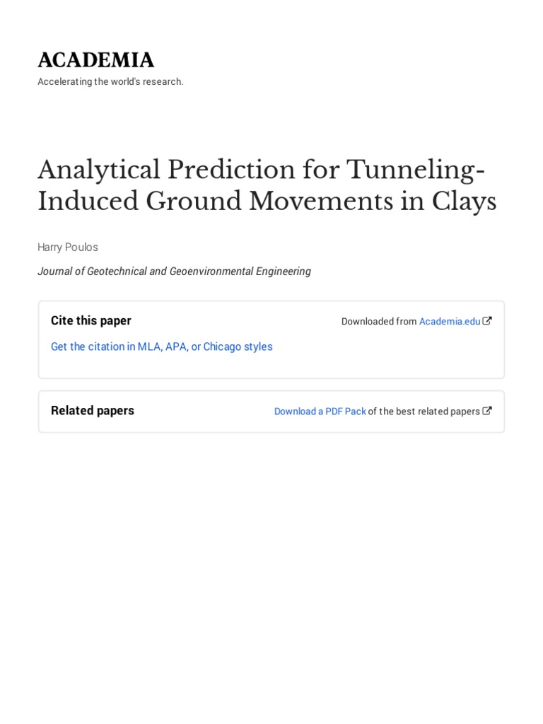 Tunneling-Induced Ground Movements in Clays | PDF