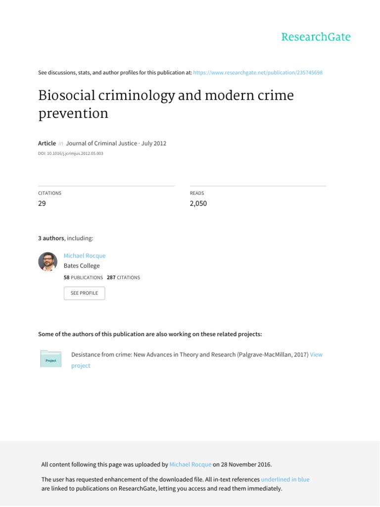 biosocial criminology research paper