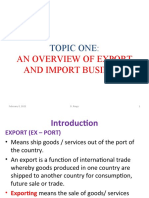 Topic One:: An Overview of Export and Import Business