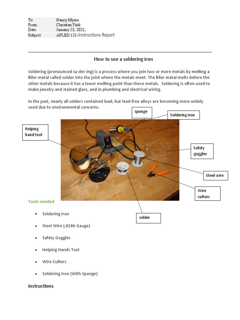 Instructions Report | PDF | Soldering | Solder