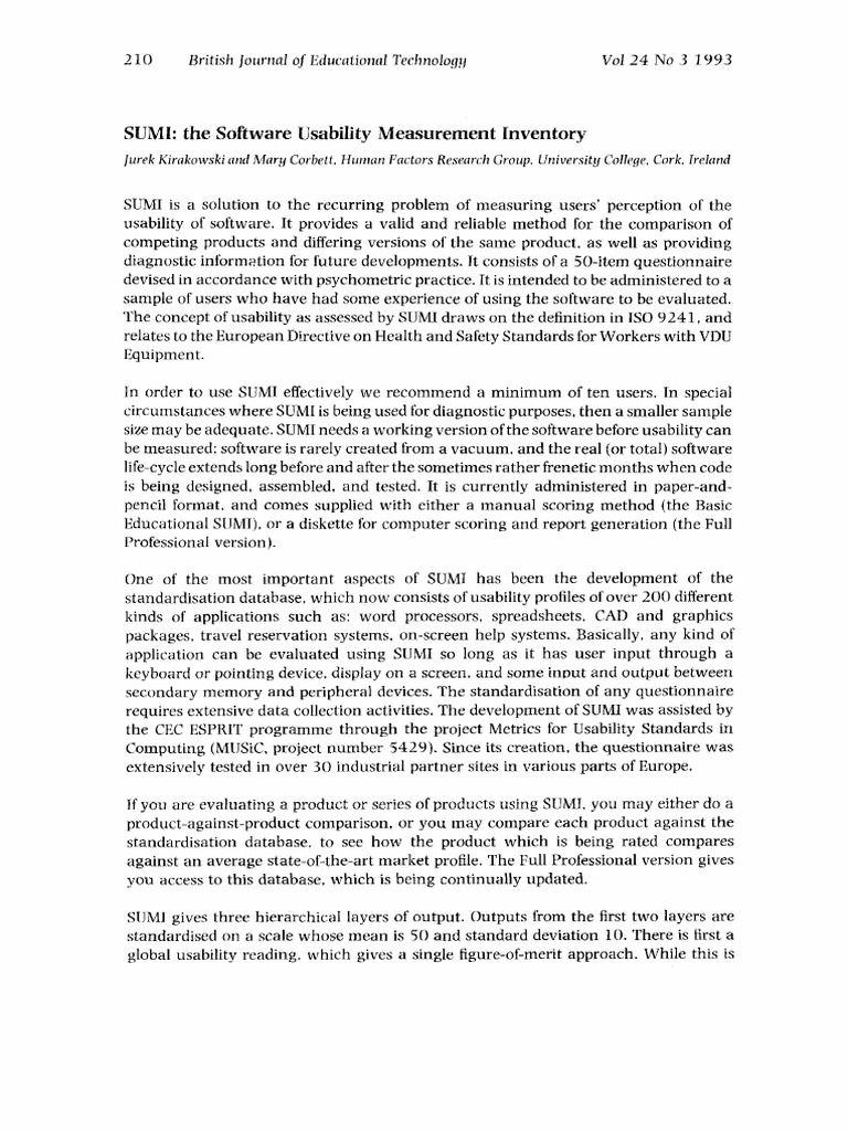 SUMI: Software Usability Evaluation Tool | PDF | Usability | Input/Output