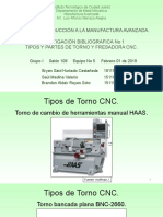 INVESTIGACIÓN BIBLIOGRAFICA No 1 TIPOS Y PARTES DE TORNO Y FRESADORA CNC