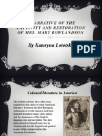 By Kateryna Lototska: A Narrative of The Captivity and Restoration of Mrs. Mary Rowlandson