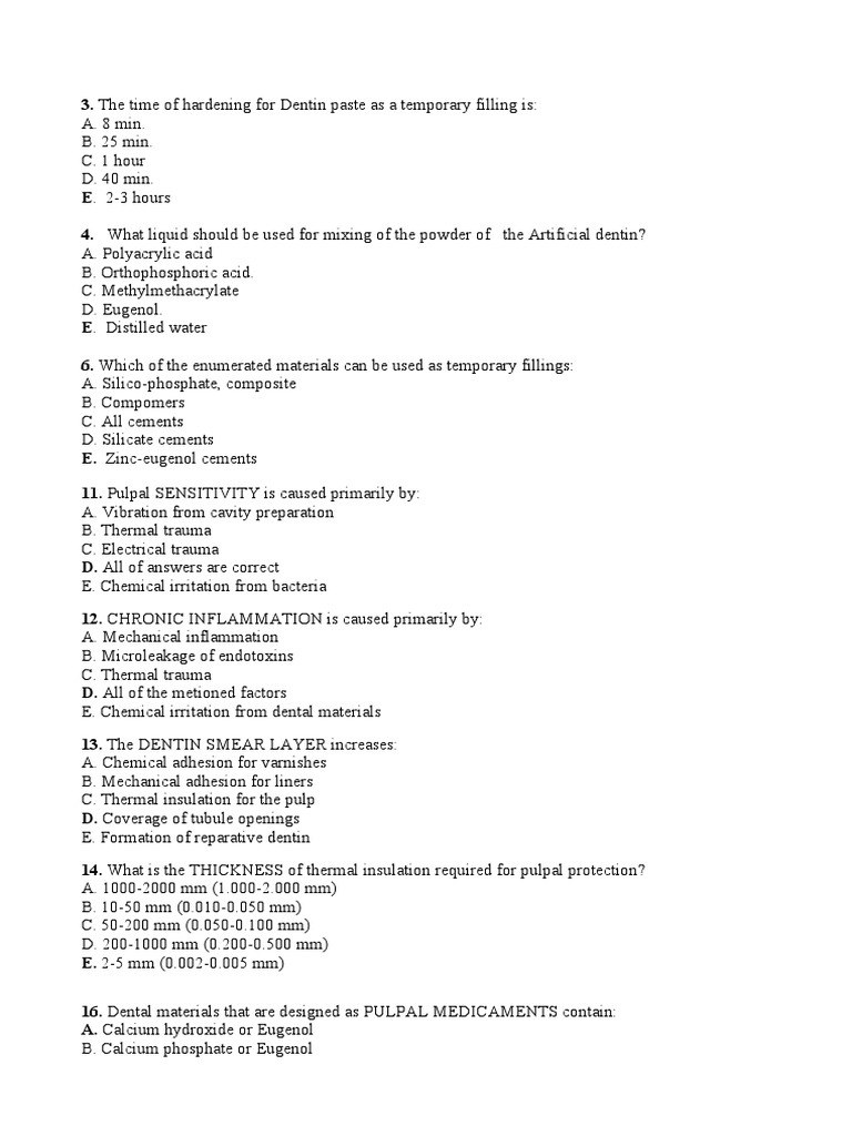 Module Control N2, II Year (MCQ) PDF Dental Material Dental Composite