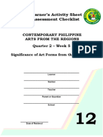 Learner's Activity Sheet Assessment Checklist: Contemporary Philippine Arts From The Regions Quarter 2 - Week 5