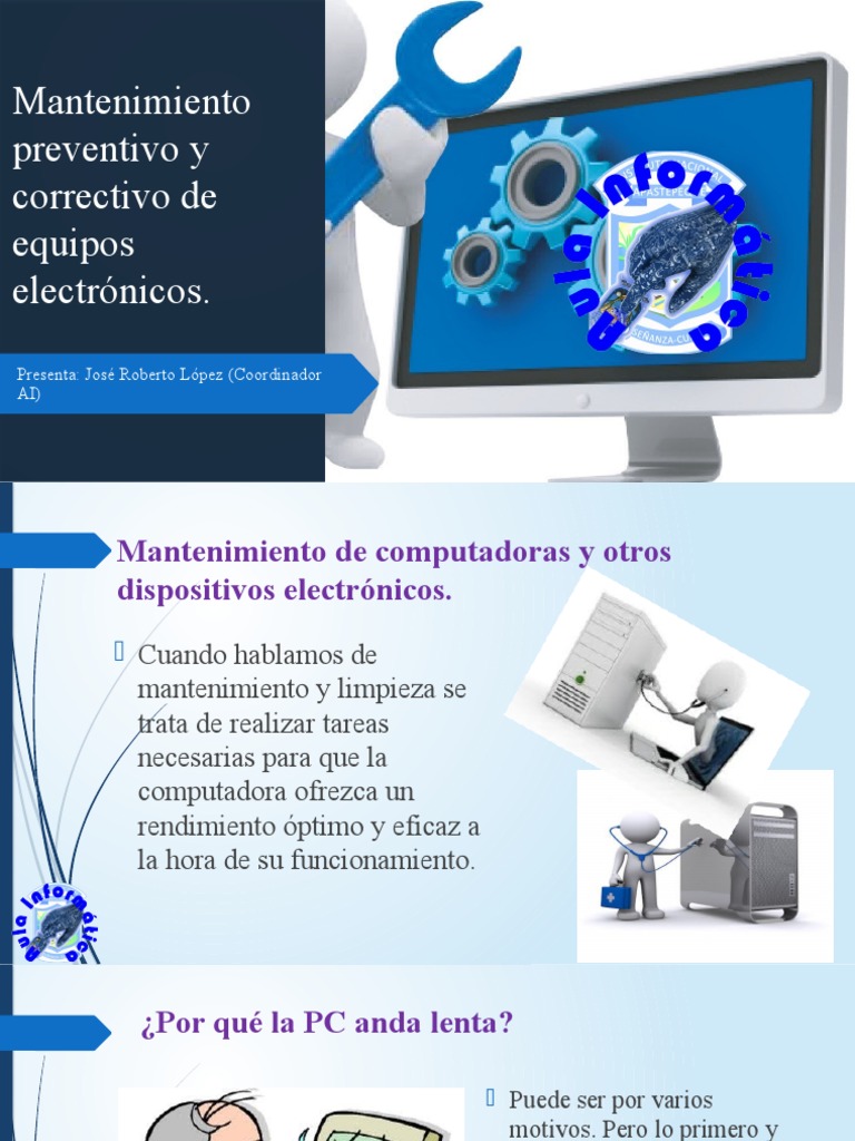 Presentación Mantenimiento Preventivo y Correctivo de Equipo Electrónico |  PDF | Hardware de la computadora | Impresora (Computación), image size:768x1024
