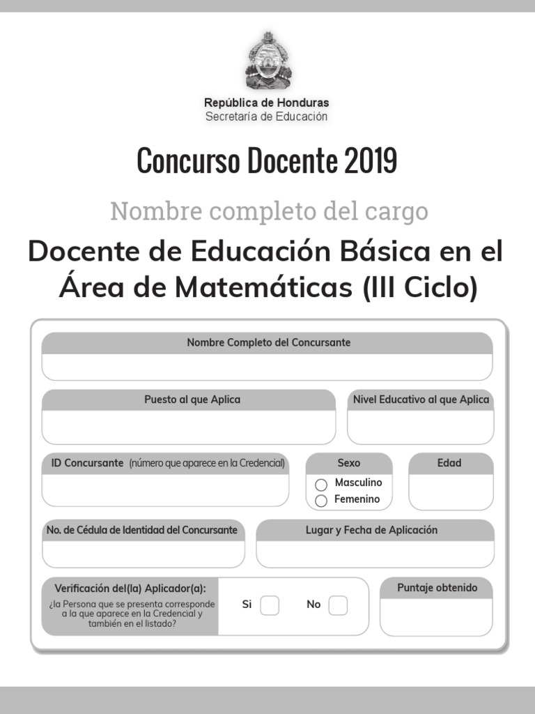 Examen Concurso Docente Honduras 2019 | PDF | Honduras | Pobreza