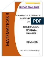 Cuadernillo de Actividades de Matemáticas 3 de Secundaria - Trimestre 1 - Maestro - Omar Chiquito - Plan 2017