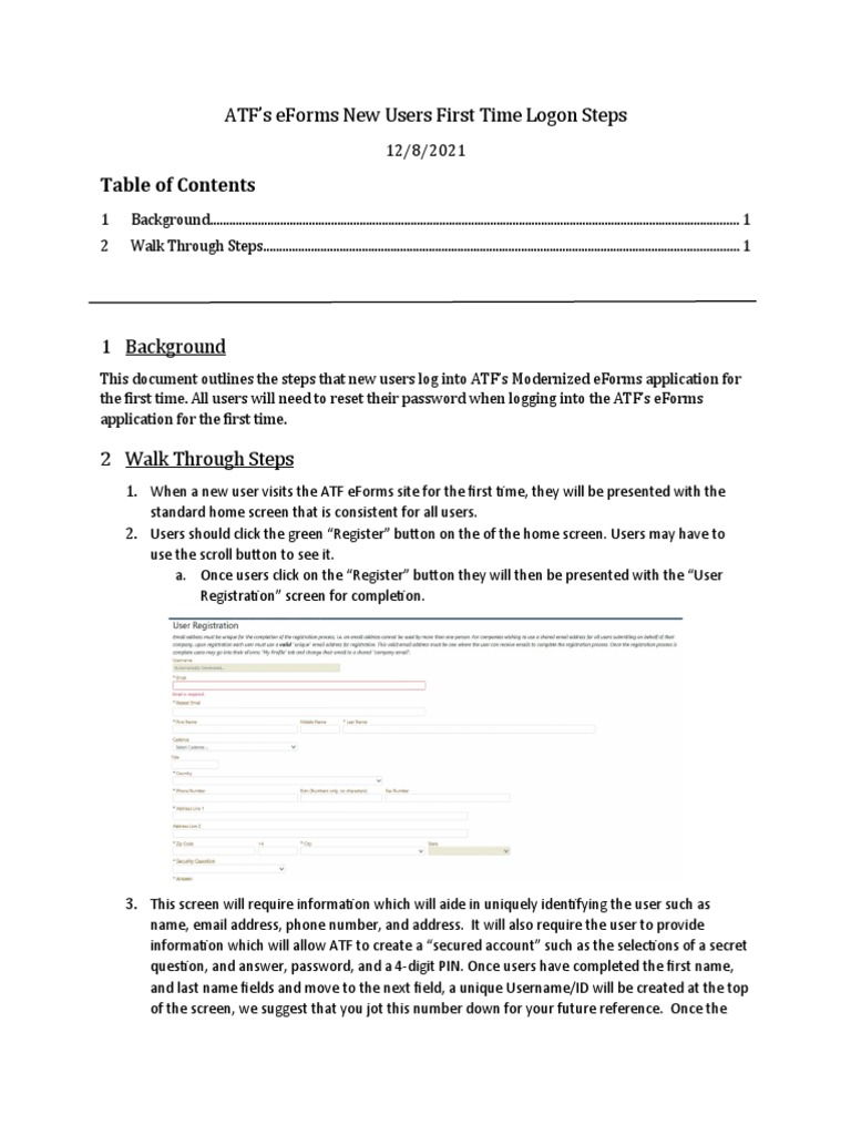 Eforms New Users First Time Login | PDF | Login | User (Computing)