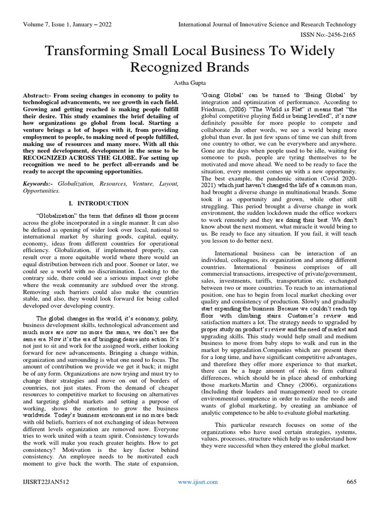 From Local Ventures to Global Brands | PDF | Globalization ...