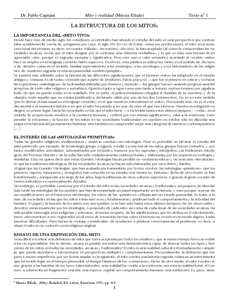 La Importancia Del Mito Vivo Una Introducción A La Estructura Y